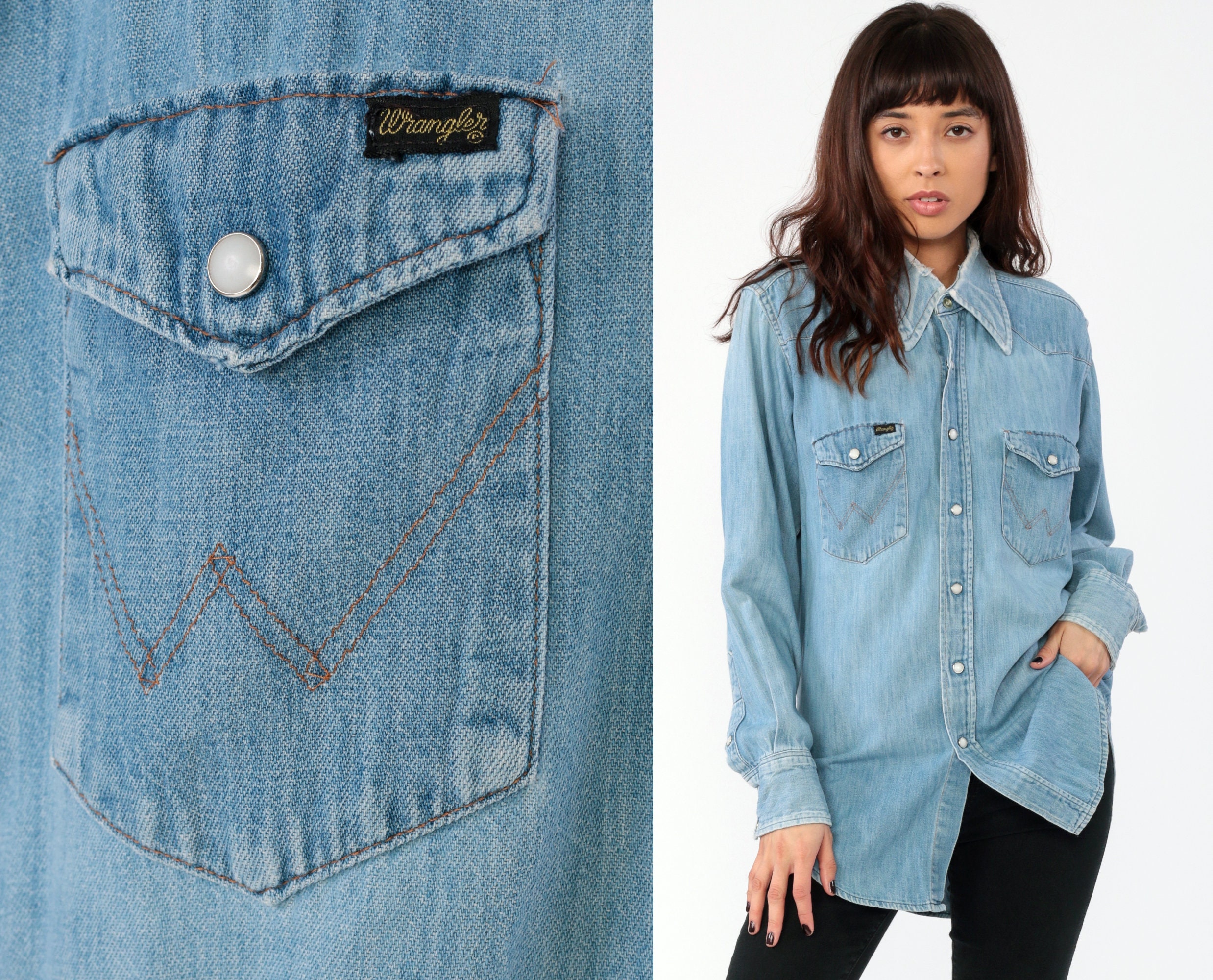 wrangler denim shirt vintage