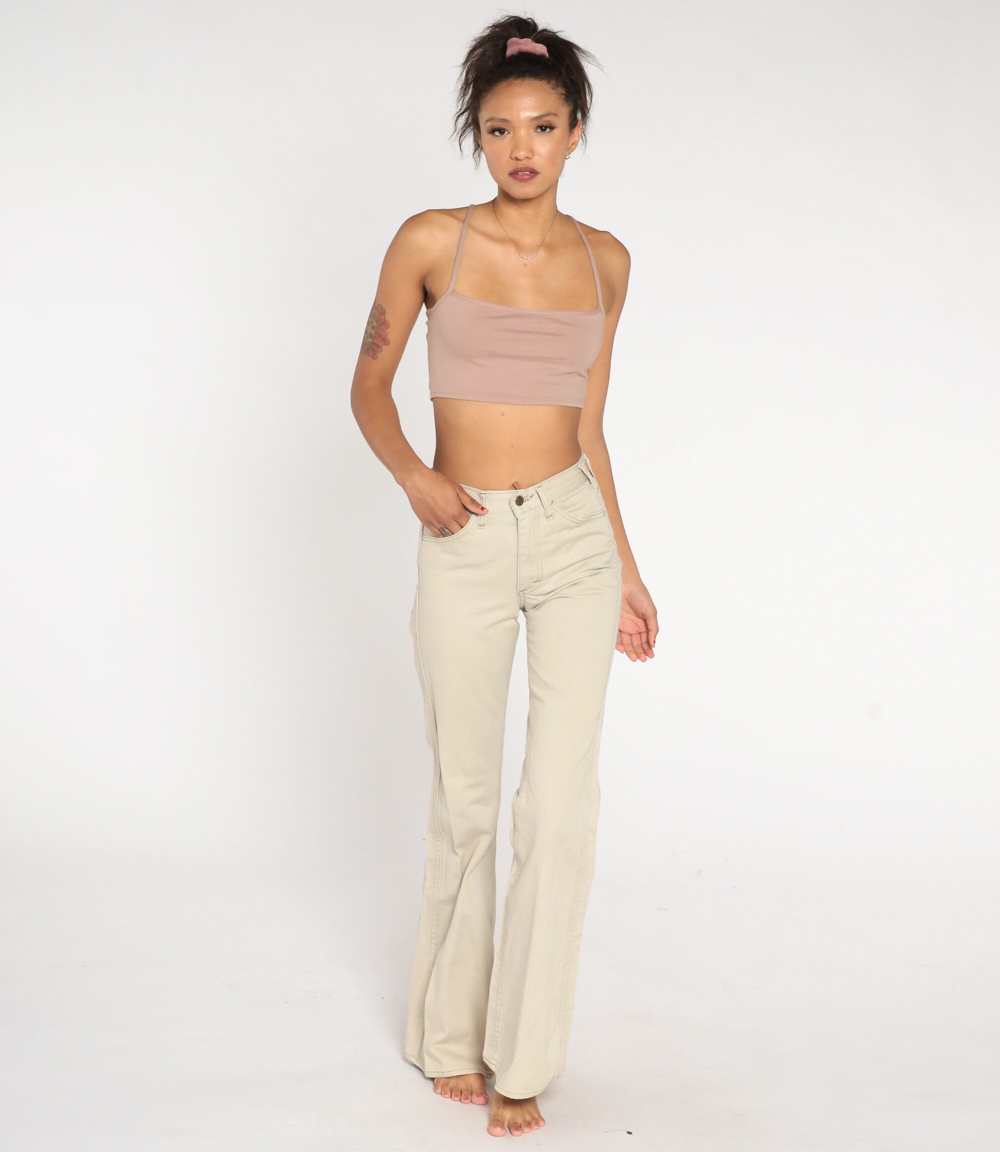 Bell Boot Beige Denim Pants