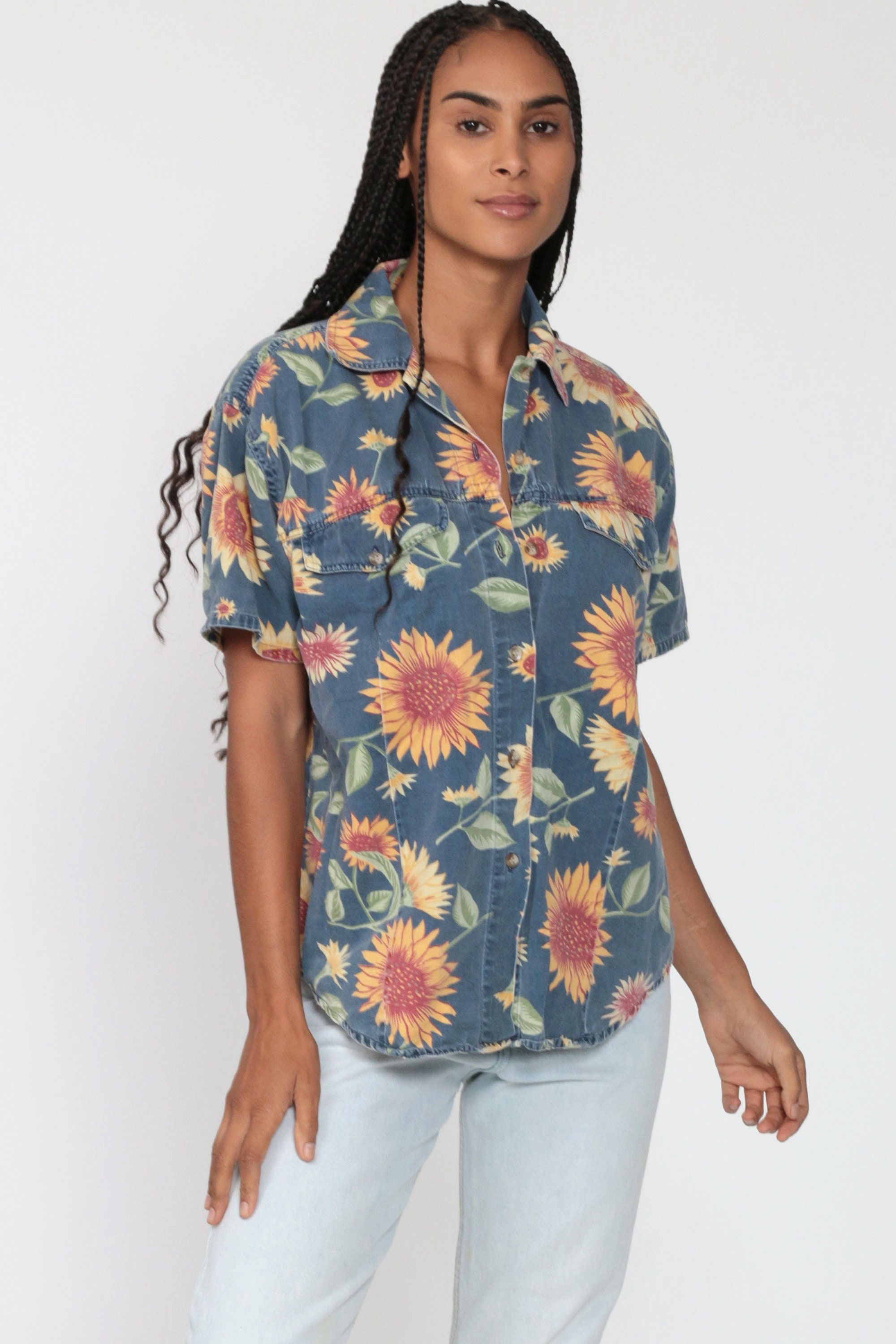 sunflower button up shirt