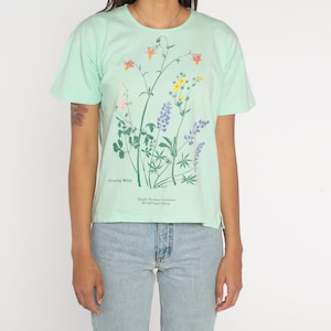 Wildflower Shirt 90s Floral T-Shirt Growing Wild Youth Science Institute Flower Graphic Tee Retro Single Stitch Green 1990s Vintage Medium image 6