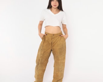 1920s Drybak Hunting Pants Mustard Cotton Button Fly Work Trousers High Waist Straight Leg Tan Antique Workwear Utility Wide Leg Medium M