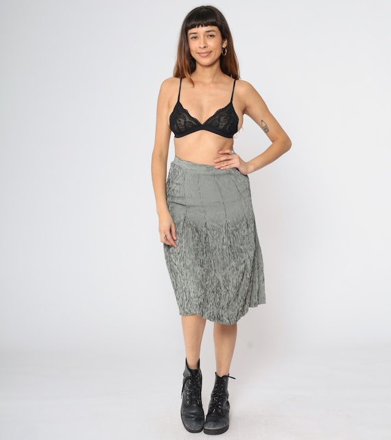 Gingham Midi Skirt 90s Pleated Skirt Black White Checkered Knee Length Retro Anne Klein High Waisted Dark Academia Vintage 1990s Small