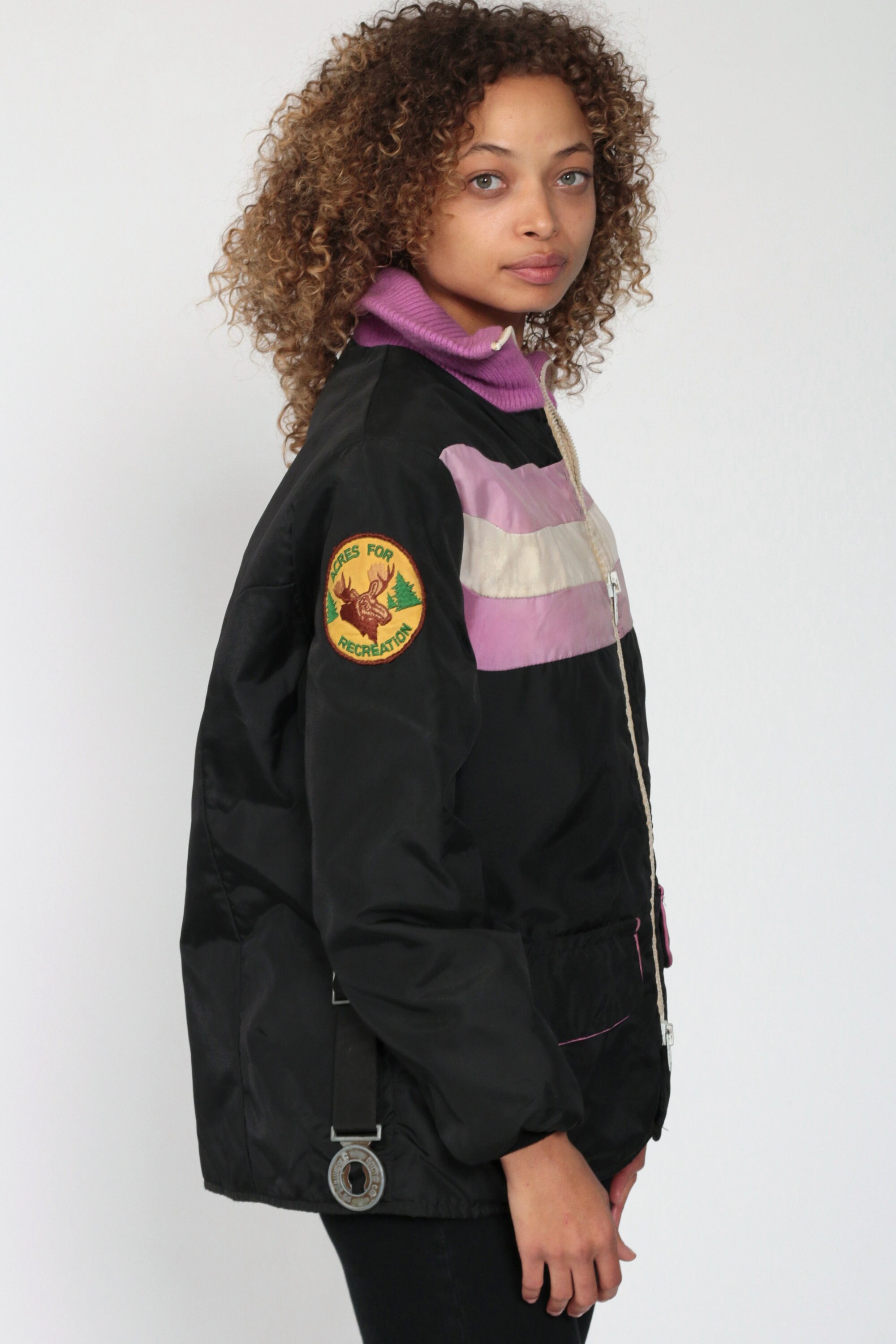 Arctic Cat Jacket 70s Black Snowmobile Racing Ski Black Jacket Winter Coat Snowboard Puffy 