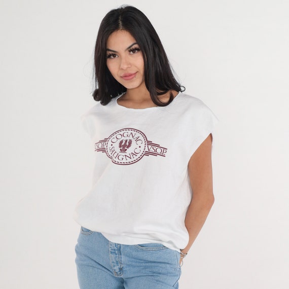 Cognac Salignac Shirt 80s Brandy T-Shirt VSOP Liquor Graphic Tee Alocohol Drinking Tshirt White Short Sleeve Sweatshirt Vintage 1980s Large