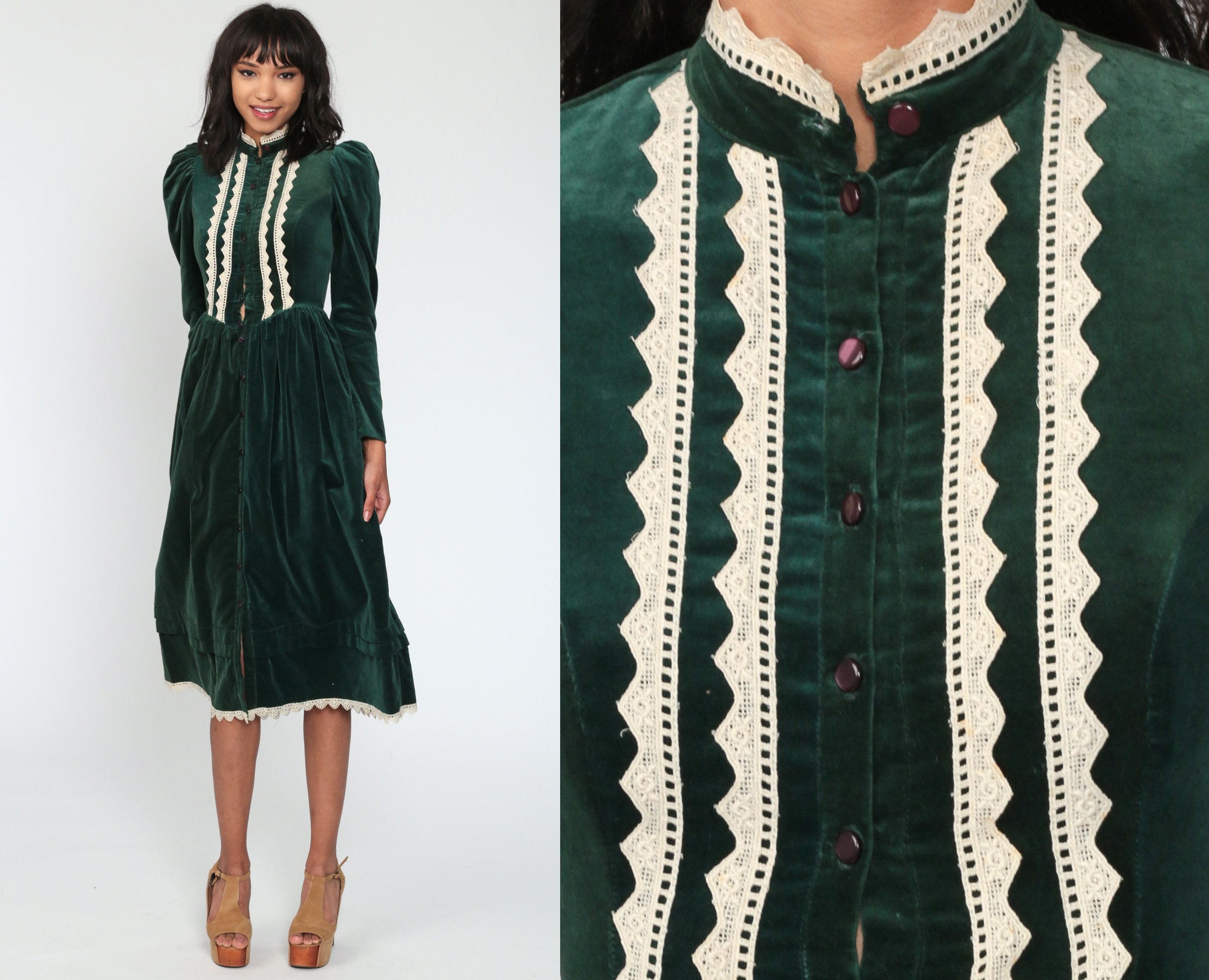 Gunne Sax Dress 70s Velvet Dress Party 