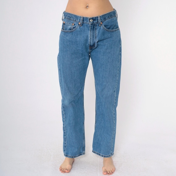 Y2K Levi's 505 Jeans 34 Straight Leg Jeans Ripped High Rise Relaxed Boyfriend 505s Retro Denim Pants Blue Vintage 00s Men's Medium 34 x 30
