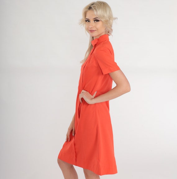 Orange Shift Dress 60s Mod Mini Dress Mock Neck S… - image 4