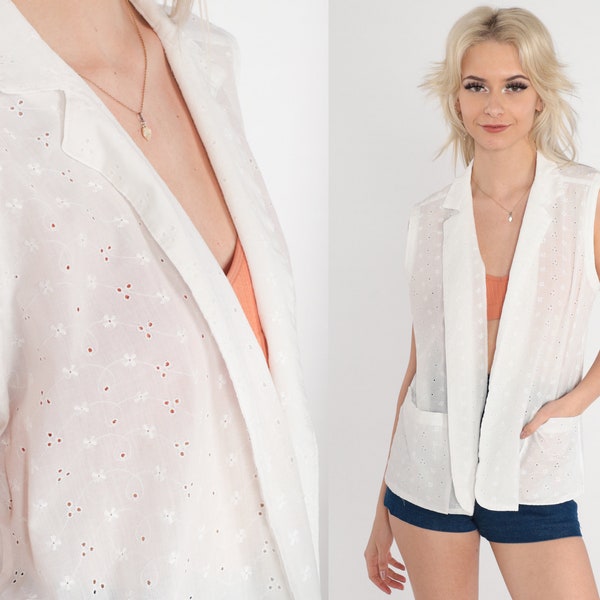 WHITE PEARL EYELET VEST & SHORT