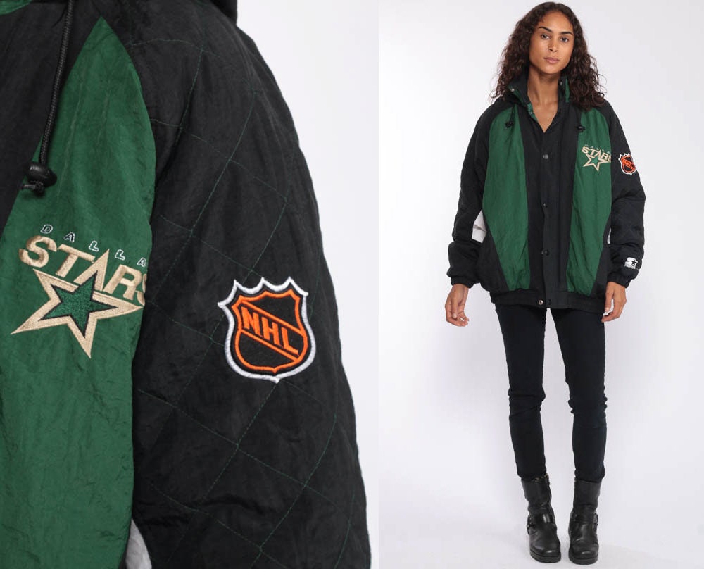 90s Dallas Stars Jacket -- STARTER NHL Jacket Hooded Hockey Jacket Hoodie  Jacket Pro Layer 90s Sportswear Windbreaker Extra Large xl