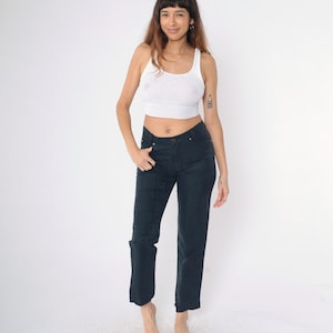 Versace Classic V2 Pants Geometric Embossed Vintage Faded Black Mid Rise Waist Slim Straight Leg Patterned Trousers Size 32 Medium