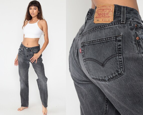 Black Levis Jeans 501 Ripped Jeans Straight Leg Je