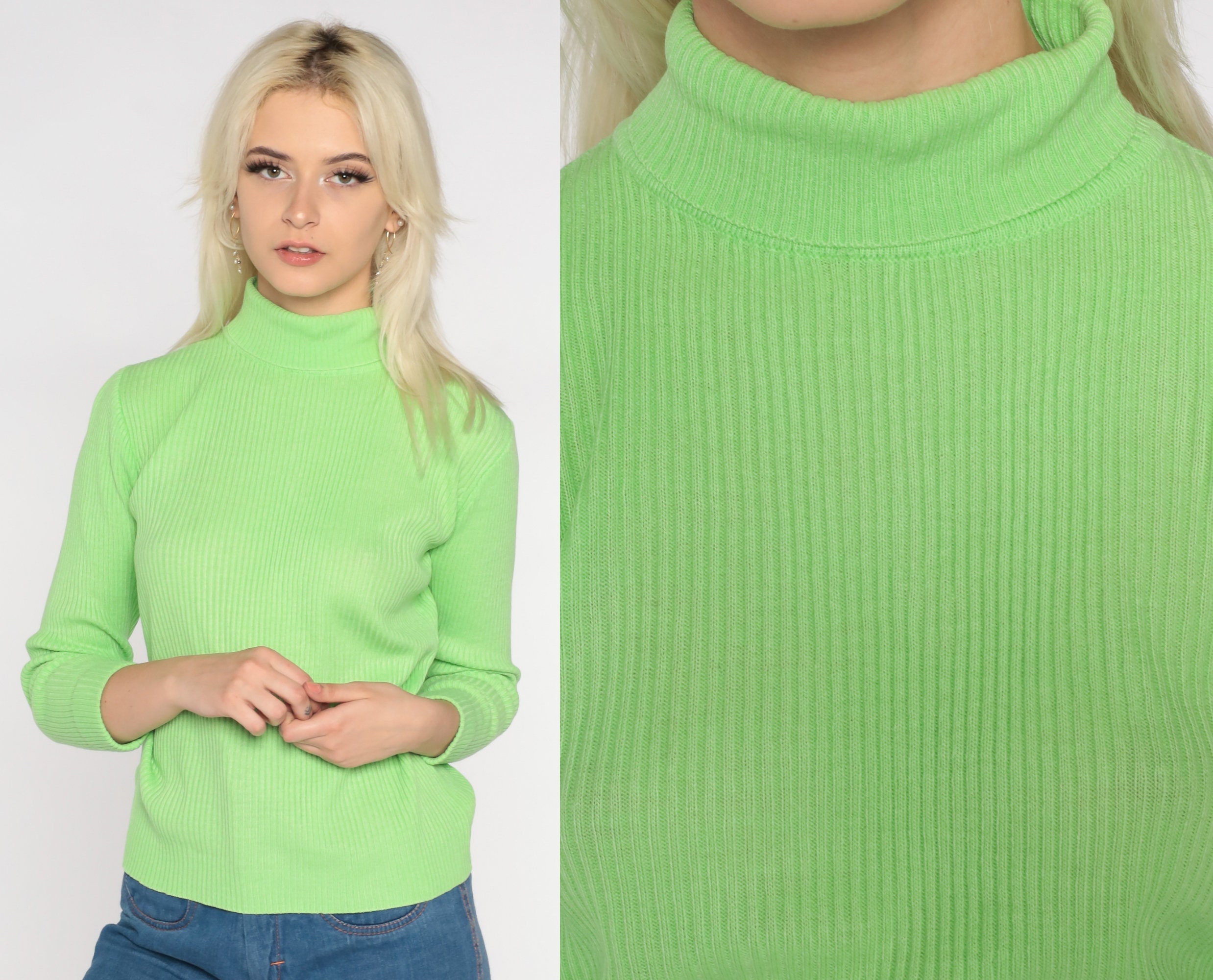 Lime green 2025 turtleneck shirt