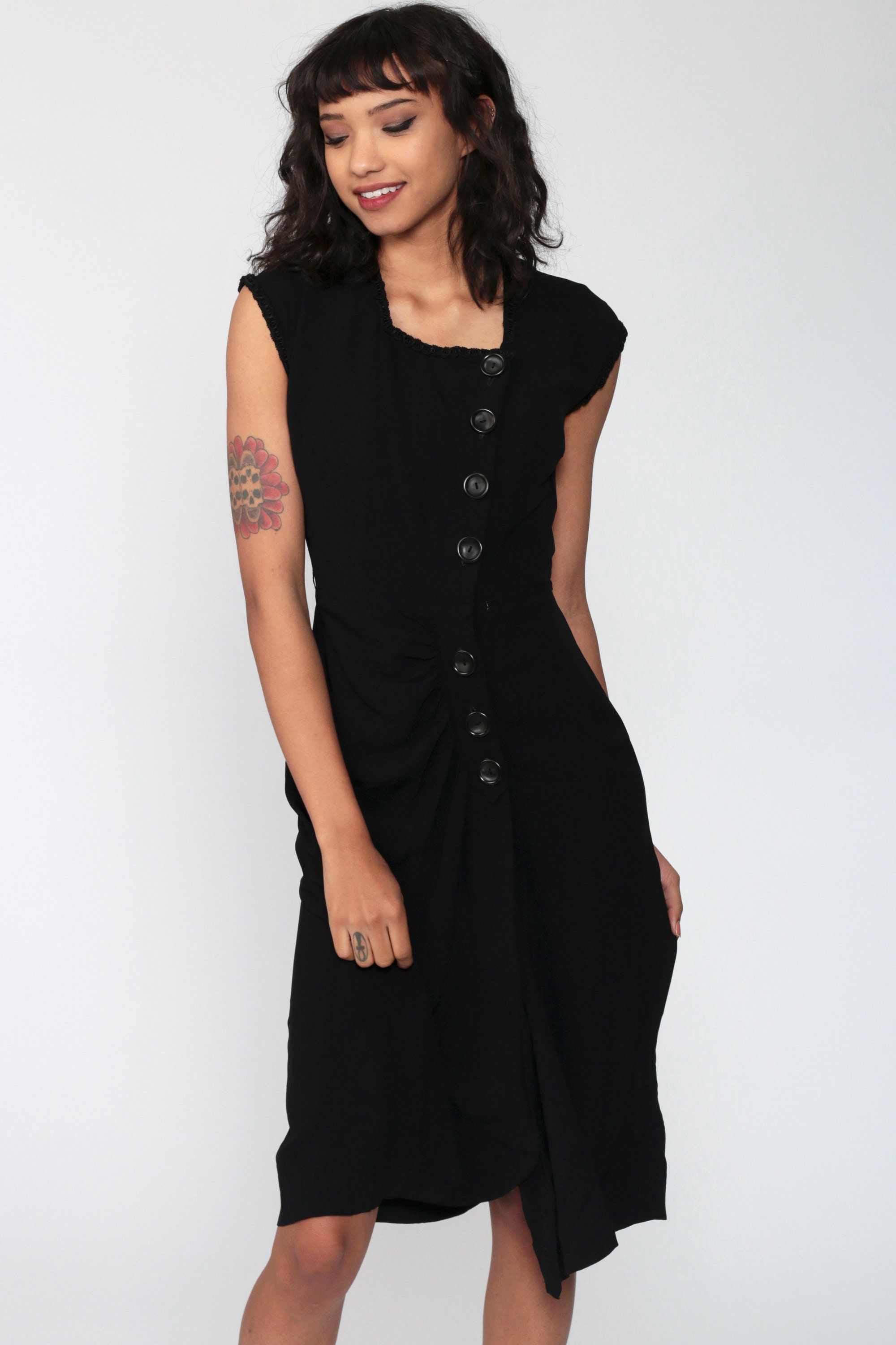 black button up dress