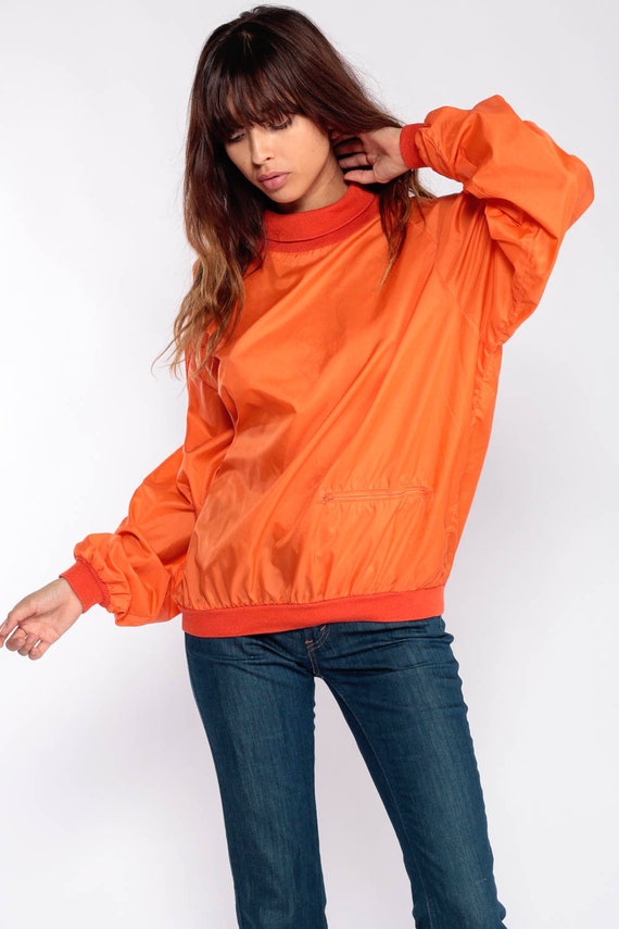 Orange Jacket 80s Windbreaker Jacket Funnel Neck Jack… Gem
