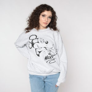 Moletom Mickey Mouse dos anos 90, mesclado, cinza, suéter Disney, camisa cinza, desenho animado, gola redonda, vintage, retrô, designs Disney, 2xl, xxl, tamanho grande