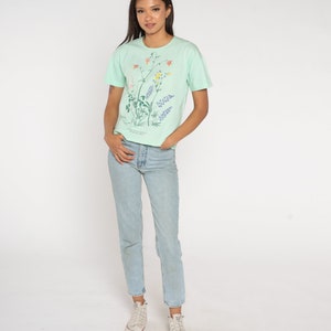 Wildflower Shirt 90s Floral T-Shirt Growing Wild Youth Science Institute Flower Graphic Tee Retro Single Stitch Green 1990s Vintage Medium image 3