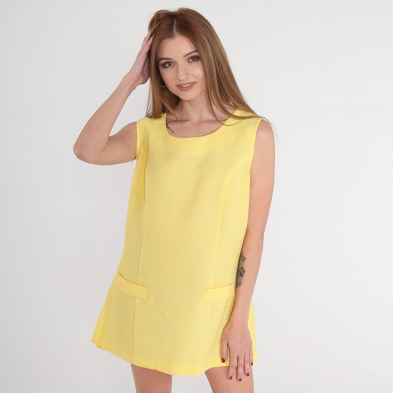 Yellow Tank Top 90s Does 60s Tunic Shirt Sleevele… - image 4