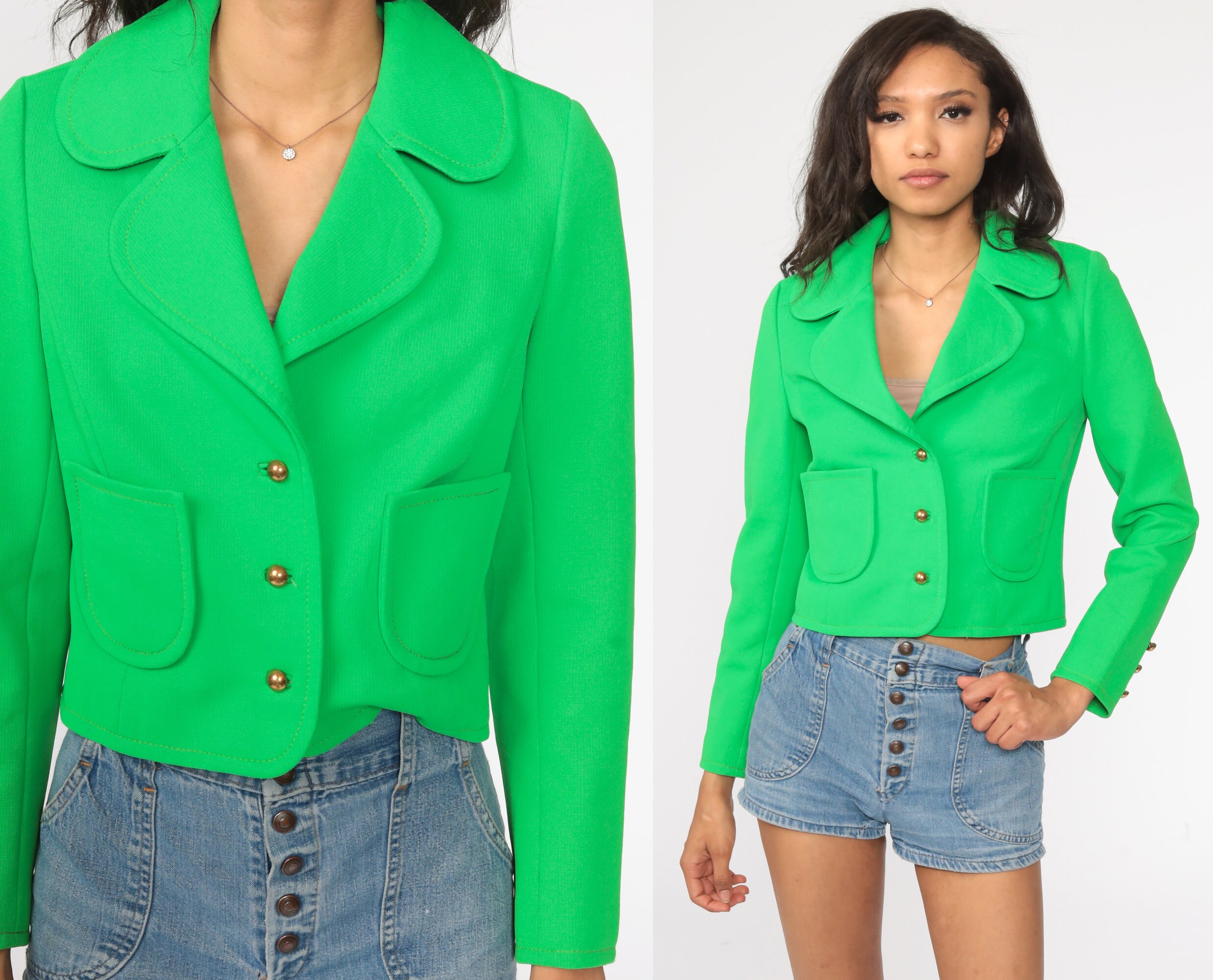 Neon green cropped blazer Clearance