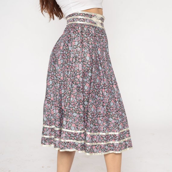 Gunne Sax Skirt 70s Foral Prairie Skirt Calico Mi… - image 5