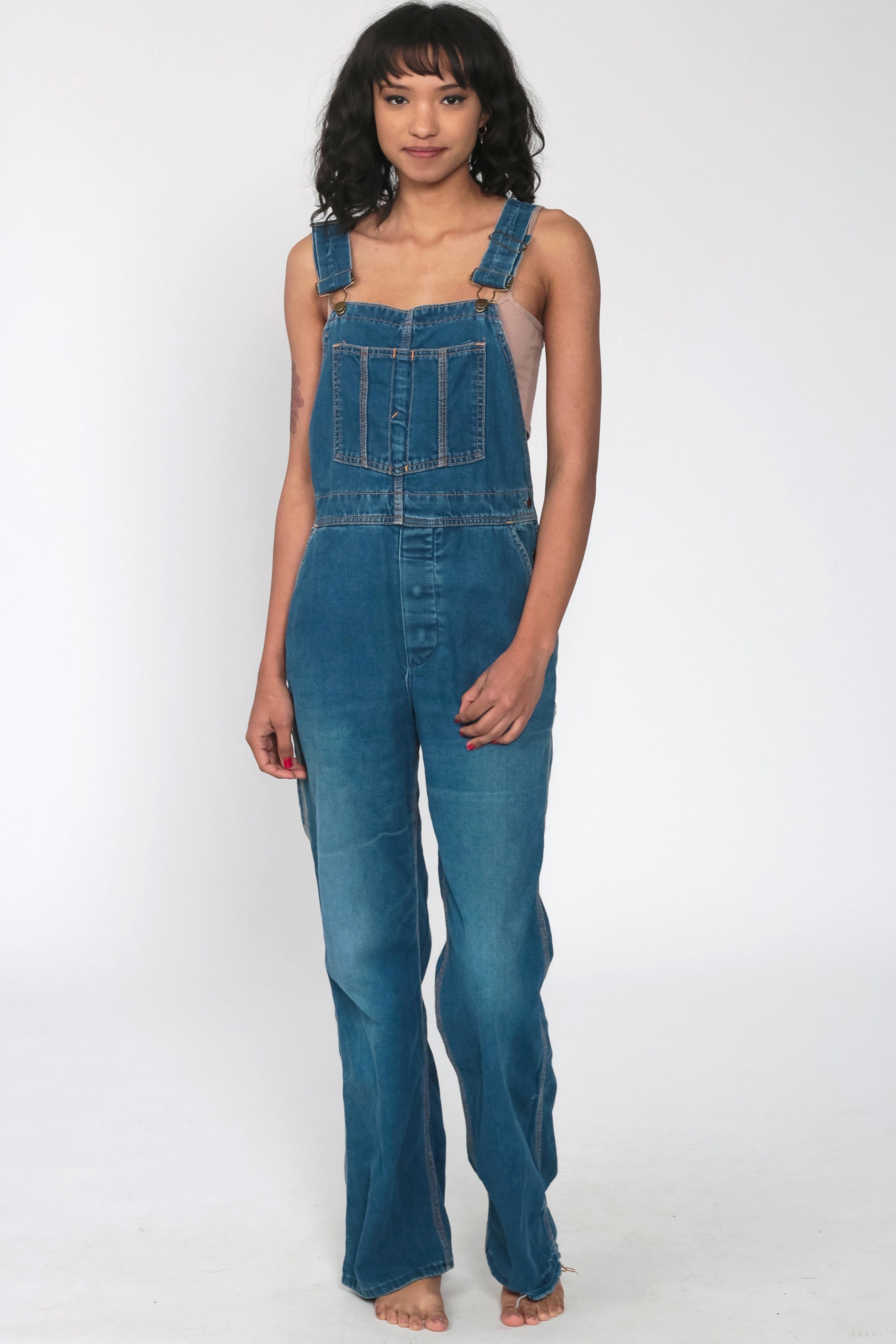 Denim Overalls Pants 80s Bib Overalls Jeans Workwear Overall Baggy ...