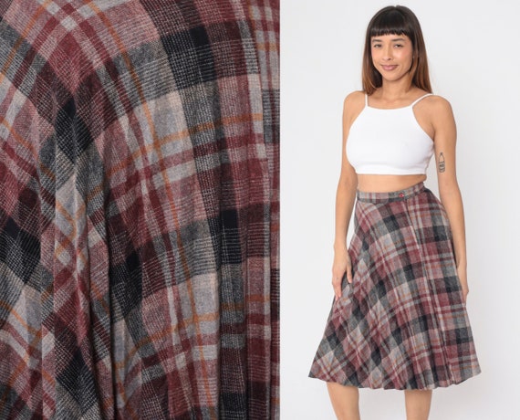 High waisted plaid skirt 80s hotsell