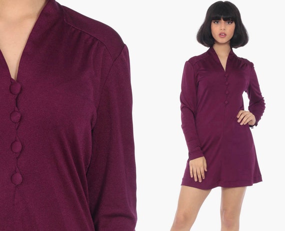 purple shift dress with sleeves