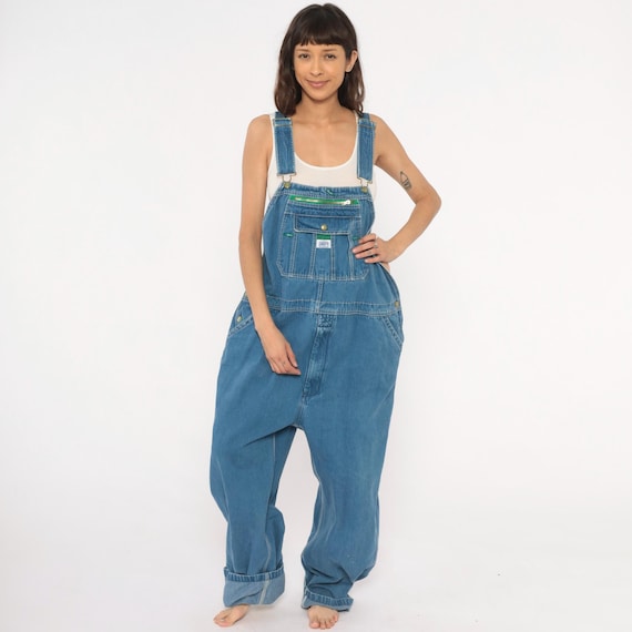 Y2K Liberty Overalls Denim Bib Jean Carpenter Pants Blue Cotton Dungarees Baggy Workwear Utility Jumpsuit Relaxed Fit Unisex Vintage 44 x 30