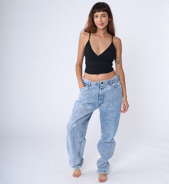 Acid Wash Jeans 80s 90s Levi's Jeans High Waisted Rise Relaxed Tapered Jeans Levi Strauss Denim Retro Vintage 1990s Men's Large 36
