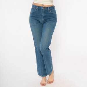 90-tals Wrangler-jeans med hög midja, raka ben, ljusblå tvättade denimjeans, bomull, vintage, klassiska, vardagliga, enkla byxor, 30x32, medium bild 6