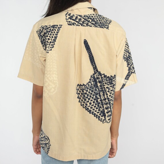 Abstract Print Shirt 70s Tan Geometric Polo Shirt… - image 6