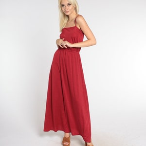Rotes Partykleid 70er Jahre Maxi Kleid Grecian Cloth Ärmellos Cocktail Abendkleid Abendkleid Hoch taillierte Vintage 1970er Jahre Small Medium