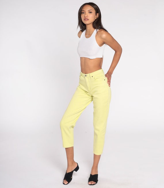 Lime Green Jeans Y2K Skinny High Waisted Jeans Tapere… Gem