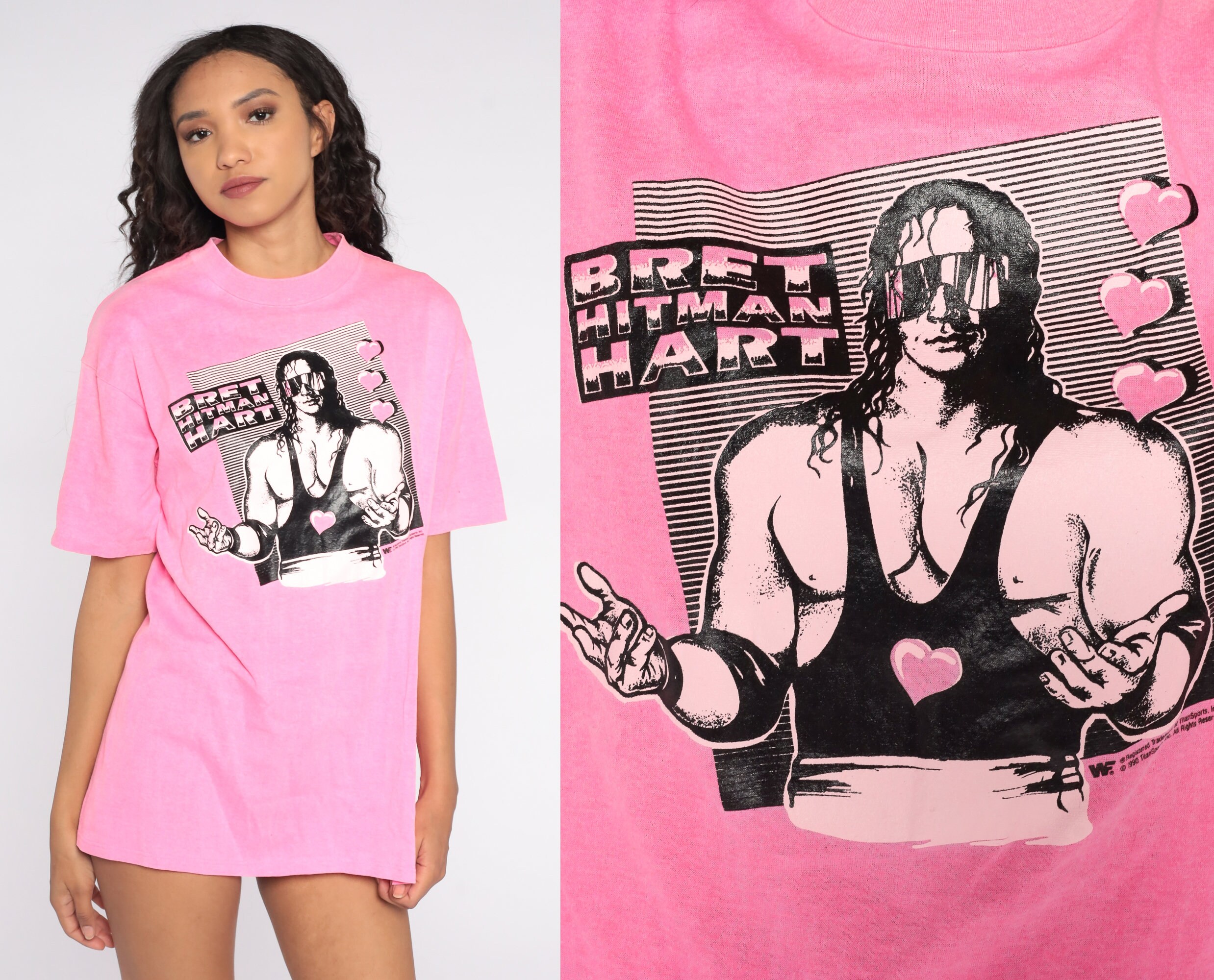 Bret hart pink shirt Clearance