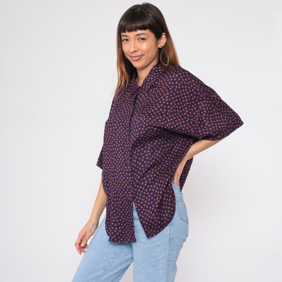 Purple Floral Blouse 90s Button up Shirt Ditsy Fl… - image 4