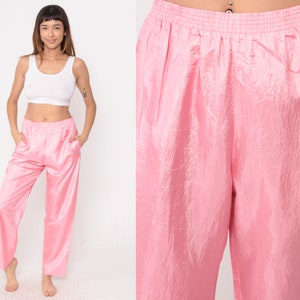 Pink Pants Neon Colors Women Track Pants Vintage 80s Windbreaker Pants  Running Trousers Sporty Athletic Gym Workout Elastic Waist Large Size -   Canada