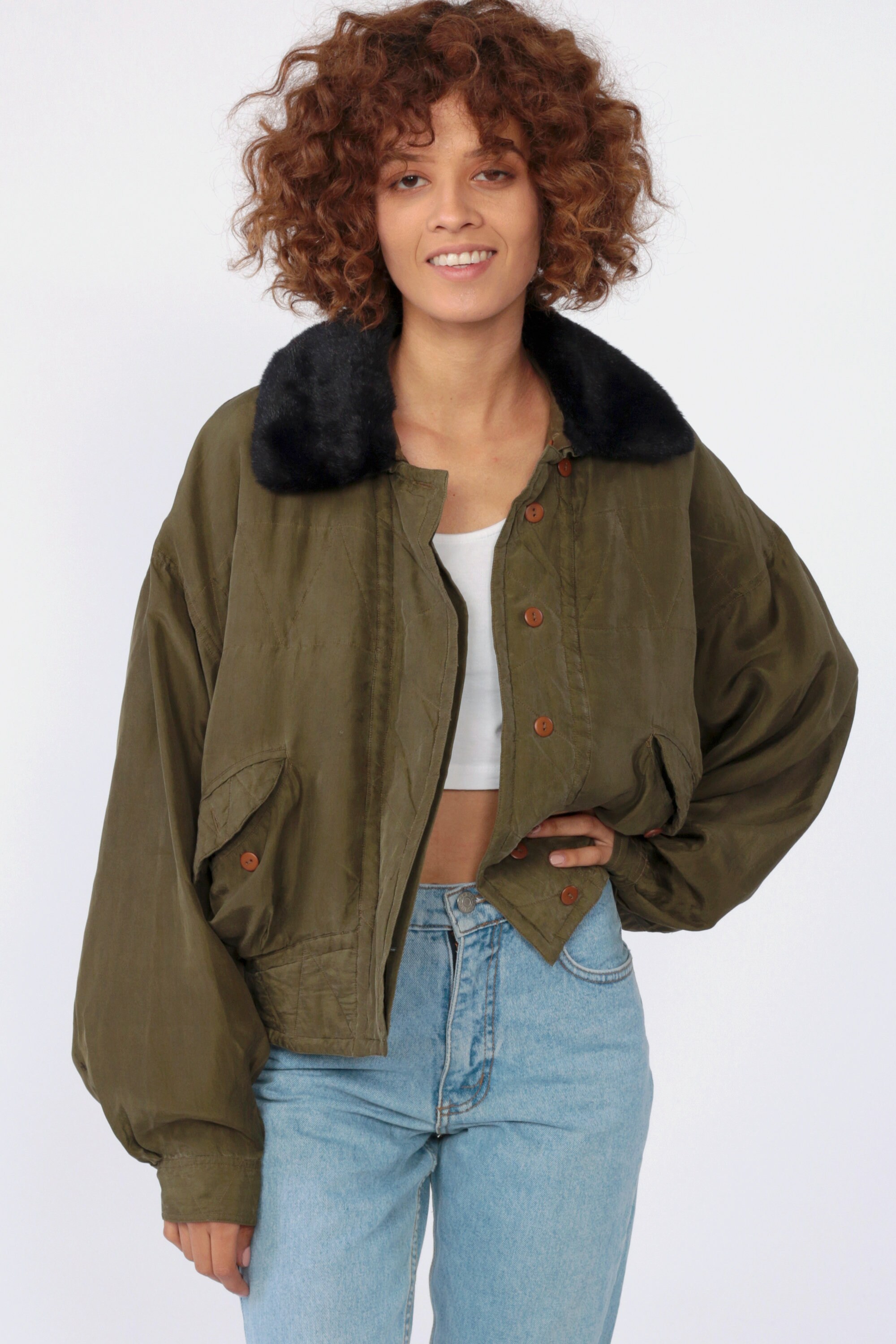 bomber with button up
