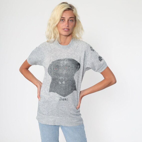 Dog Shirt Short Sleeve Sweatshirt 80s Worn Shirt Darc Graphic Animal Tee Raglan Sleeve Slouchy Sweatshirt Retro 1980s Vintage Small