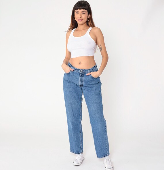 90s Levis Silvertab Loose Baggy Denim Light Wash Straight Leg Mid Rise Cotton Vintage Relaxed Boyfriend Mom Jeans Grunge Streetwear W32 L30