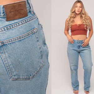 Mom Jeans Calvin Klein Jeans High Waisted Jeans CK 90s Denim Pants Relaxed Baggy Boyfriend Blue 1990s Vintage Hipster Large 35 12 14