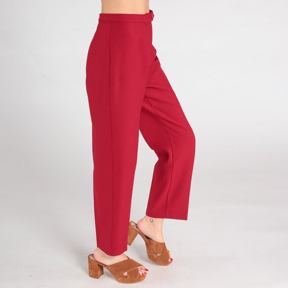 70s Tapered Trousers Red High Waisted Pants Retro Slacks Boho Seventies Preppy Hippie Vintage 1970s Work Pants Small