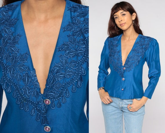 deep v neck blouse long sleeve