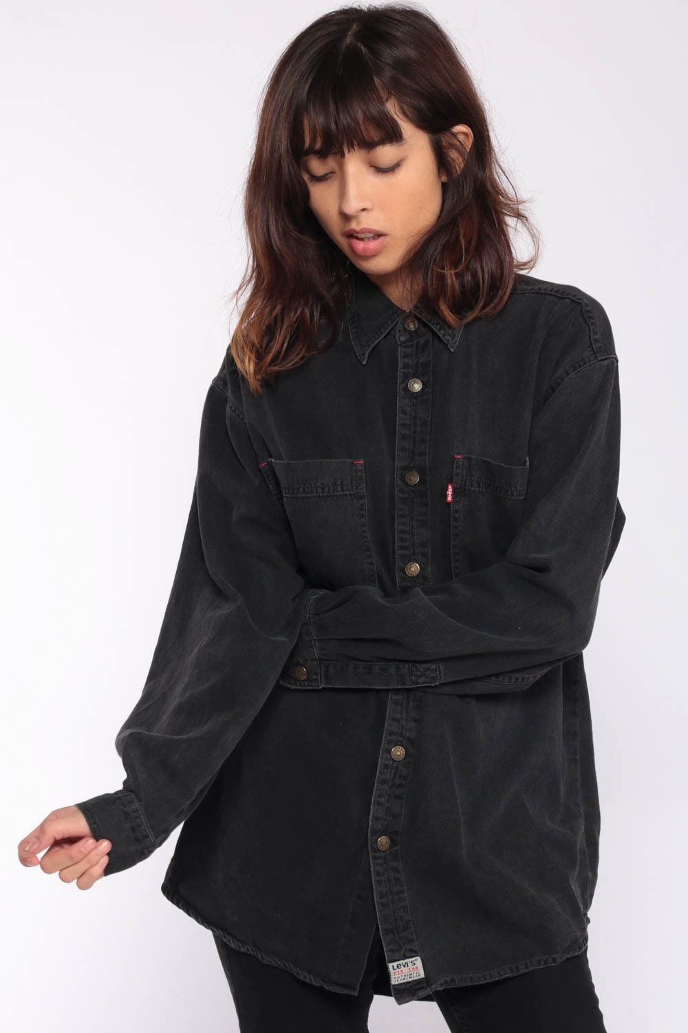 black denim oversized shirt
