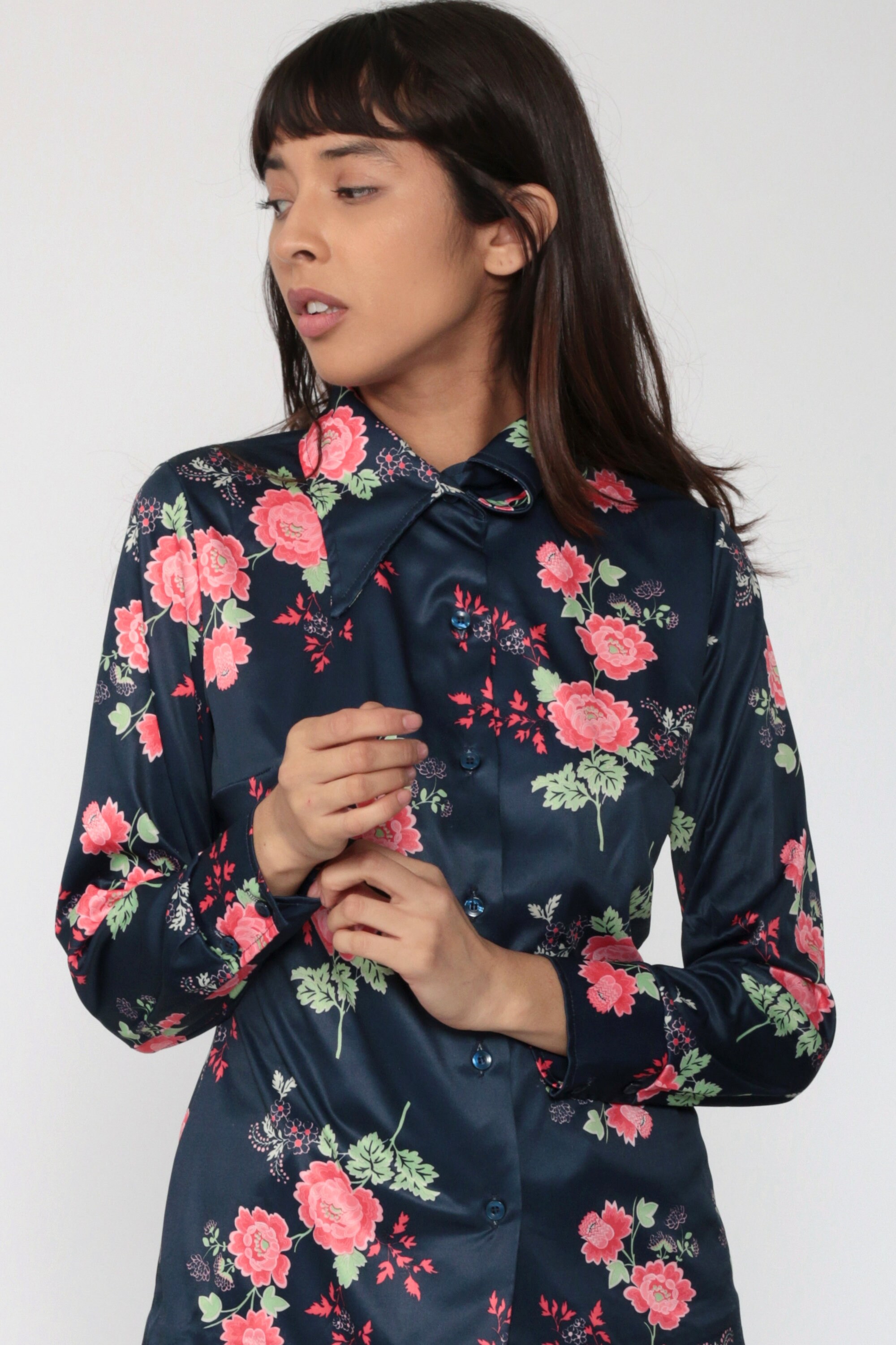 navy floral shirt