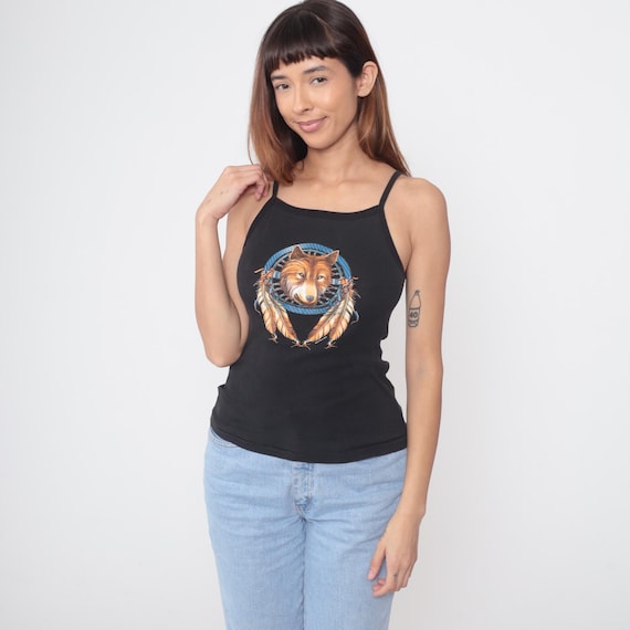 Wolf Dreamcatcher Tank 2004 "Roar to the Shore" Wildwood Memorabilia Merch Biker Event Feathers Motorcycle Rally Cotton Extra Large XL 16