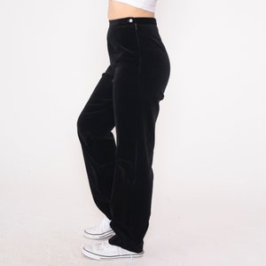 Black Velvet Trousers 90s High Waisted Pants Straight Leg Pants High Waisted Rise Slacks Retro Basic Plain Simple Vintage 1990s Small s 26