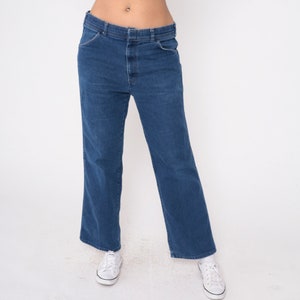 80s Straight Leg Jeans High Waisted Jeans Retro Blue Dark Wash Denim Pants Vintage 1980s Men&#39;s 36 x 30 Large