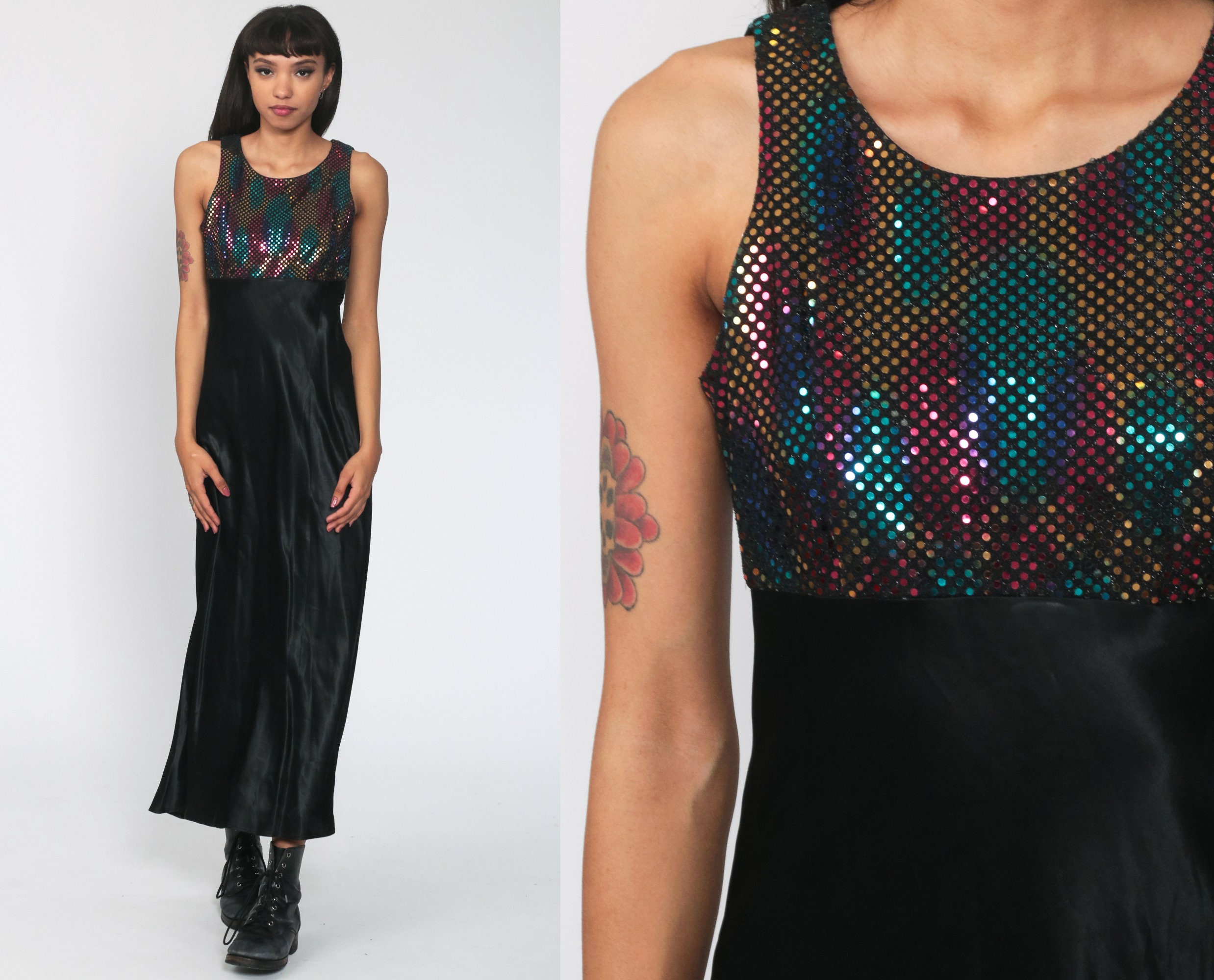 rainbow sequin maxi dress