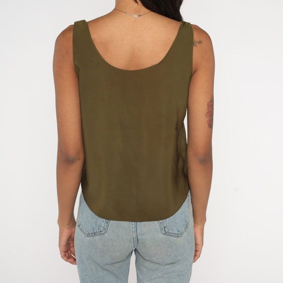 Olive Green Tank Top 90s T-Shirt Sleeveless Tee R… - image 7