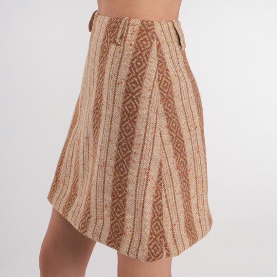 70s Mini Skirt Brown Striped Skirt Tapestry Knit … - image 5