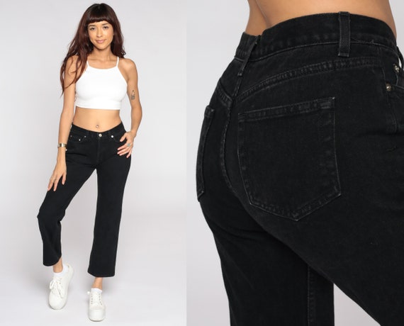 90s Flared Jeans Black Jeans Bell Bottoms Jeans 90s Denim Pants Low Waist London Jean Hippie 1990s Bohemian Vintage Boho Small 6